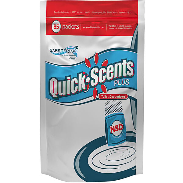 A white and blue Satellite QuickScents Plus package with red text.