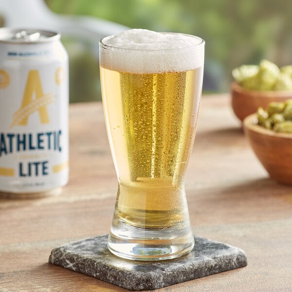 A can of Athletic Lite non-alcoholic beer on a table.