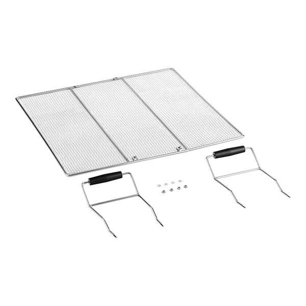 An Avantco metal donut screen assembly with metal handles.