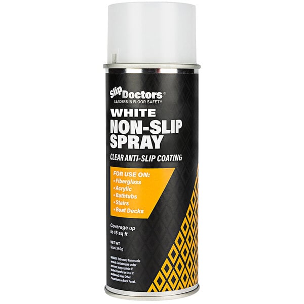 A black and yellow can of SlipDoctors White Anti-Slip Spray with white text.