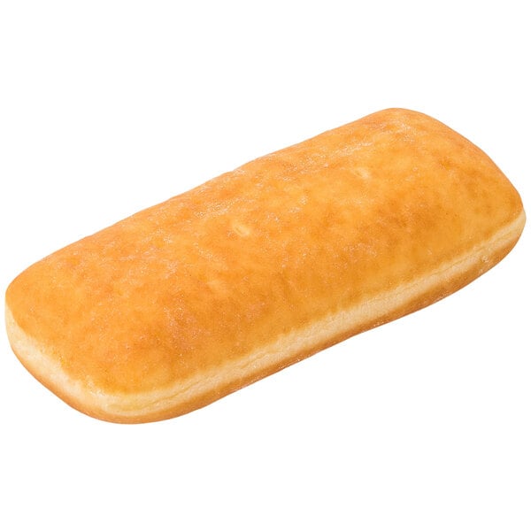 A Rich's unfilled long john yeast donut on a white background.
