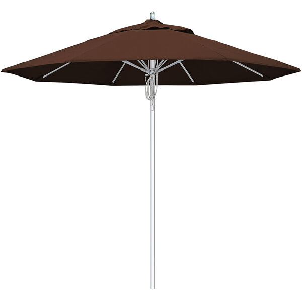 California Umbrella Newport Series 9' Pulley Lift Umbrella with 1 1/2" Silver Anodized Aluminum Pole - Sunbrella 2A Canopy