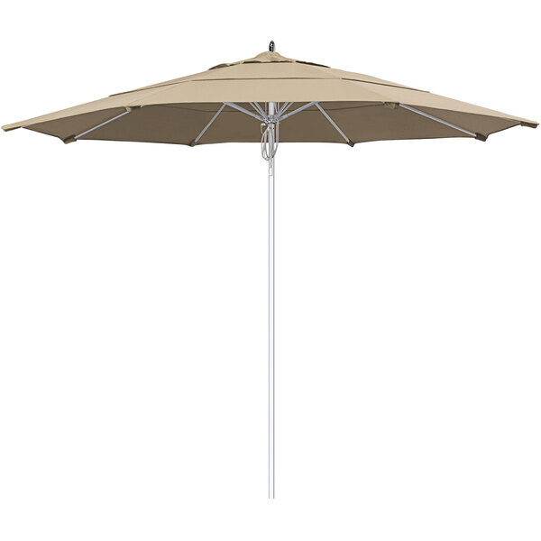 California Umbrella Newport Series 11' Pulley Lift Umbrella with 1 1/2" Silver Anodized Aluminum Pole - Sunbrella 1A Canopy