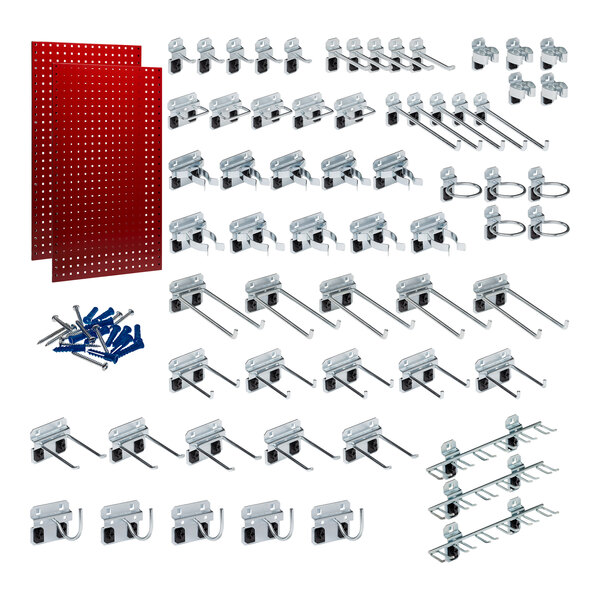 Triton Products 24" x 42 1/2" Red Steel LocBoard with 63 Hooks - 2/Pack