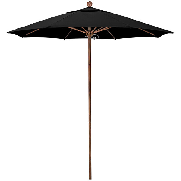 California Umbrella Venture Series 7 1/2' Push Lift Umbrella with 1 1/2" American Oak Aluminum Pole - Olefin Canopy