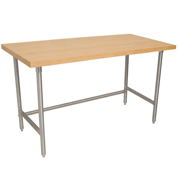 Advance Tabco TH2S-246 Wood Top Work Table with Stainless Steel Base - 24" x 72"