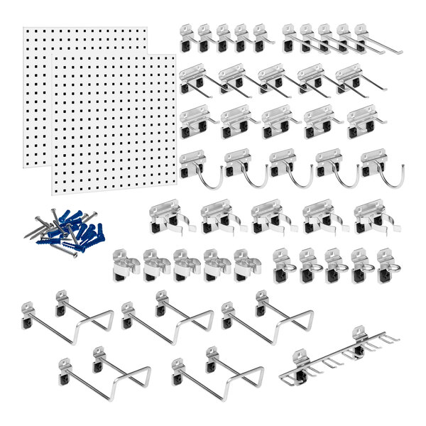 Triton Products 24" x 24" White Steel LocBoard with 46 Hooks - 2/Pack