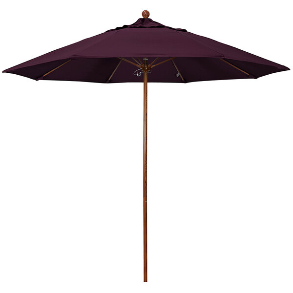 A California Umbrella with a purple canopy and an American Oak pole.