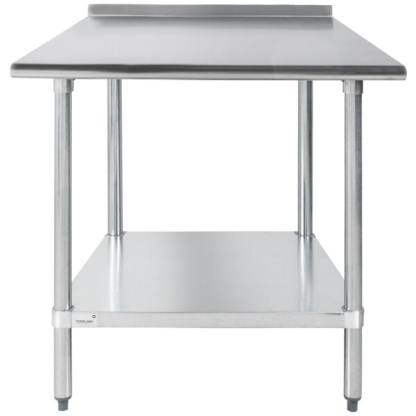 Advance Tabco FLAG-303-X 30" x 36" 16 Gauge Stainless Steel Work Table with 1 1/2" Backsplash and Galvanized Undershelf