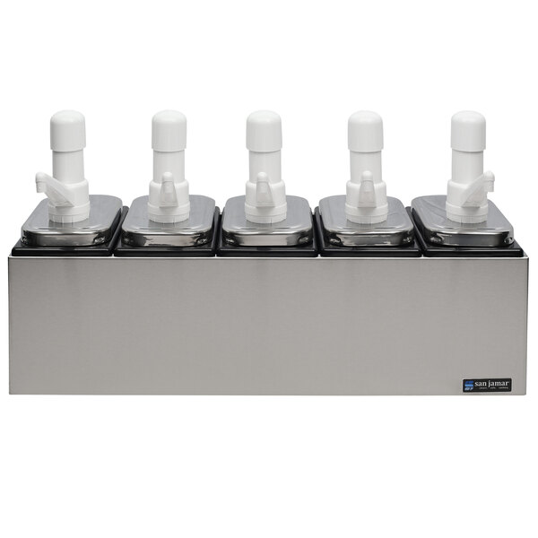 San Jamar P9715 Condiment Pump Service Center 5 Wells