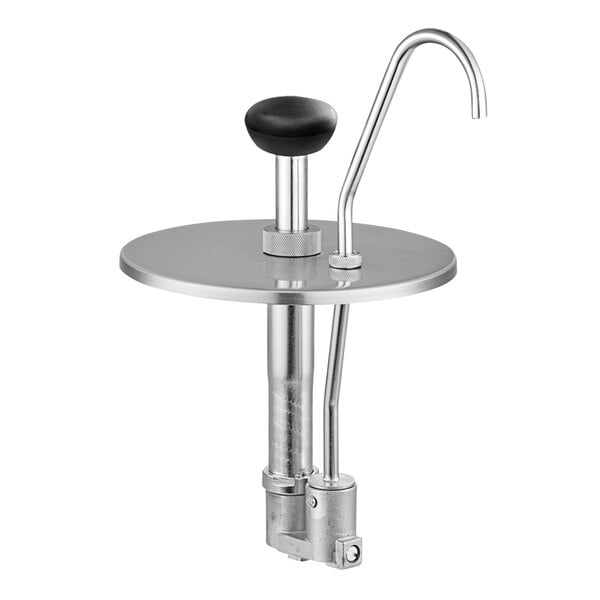 A stainless steel ServSense™ pump inset with a black lid and handle.