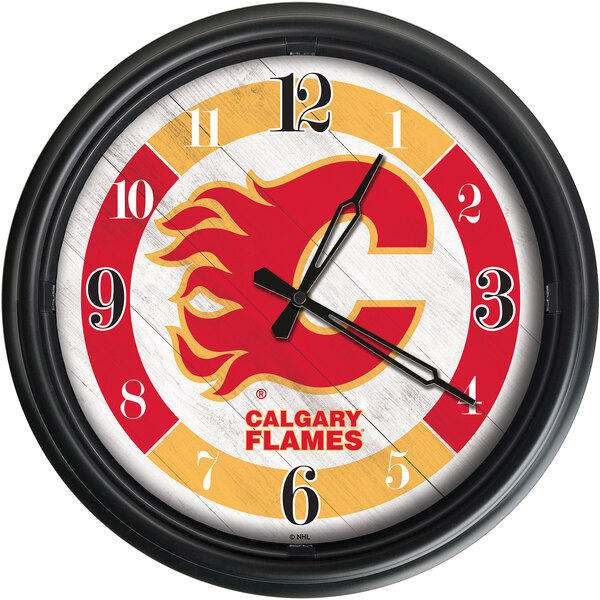 Holland Bar Stool 14" Calgary Flames Indoor / Outdoor LED Wall Clock