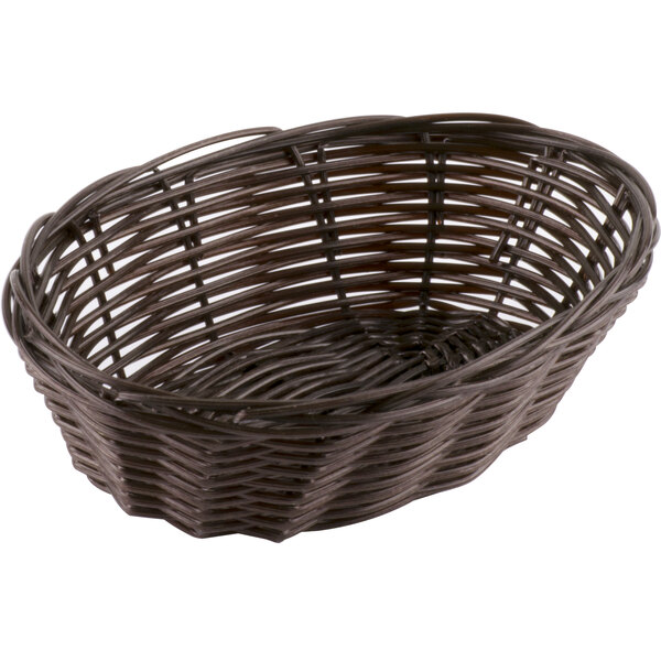 Tablecraft 1471 7" x 5" x 2" Oval Brown Rattan Basket 12/Pack