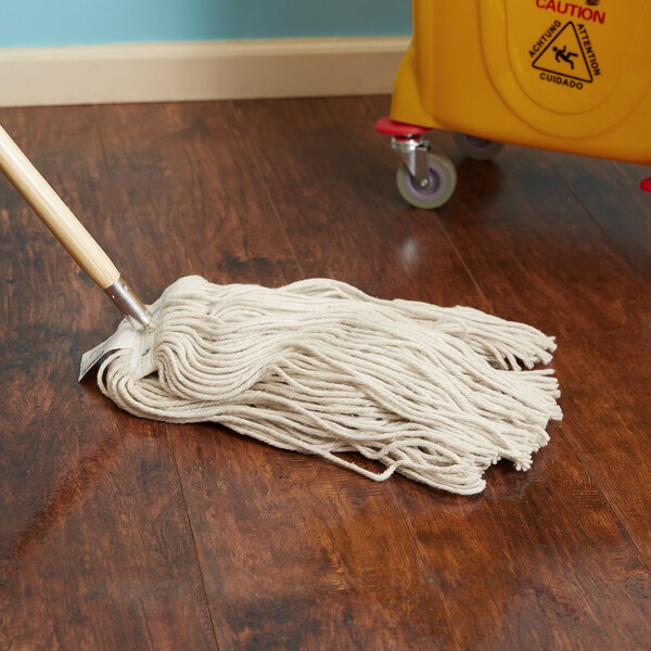 Continental HuskeePro A503324 No Marr Pinnacle 24 oz. Cut End Natural Cotton Mop Head with Screw-On Band