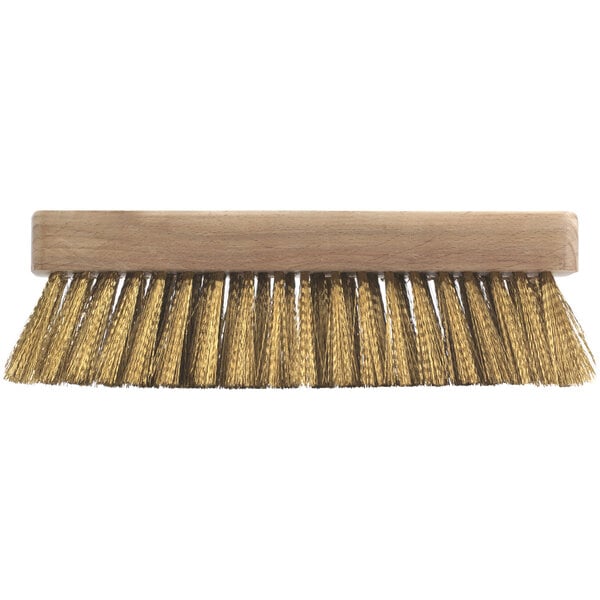 A GI Metal pizza oven brush head with brass bristles.