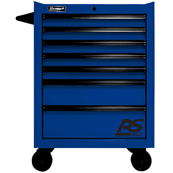 A blue Homak RS Pro 7-drawer roller cabinet.