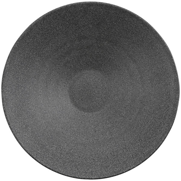 A grey round cheforward bowl with a black rim.