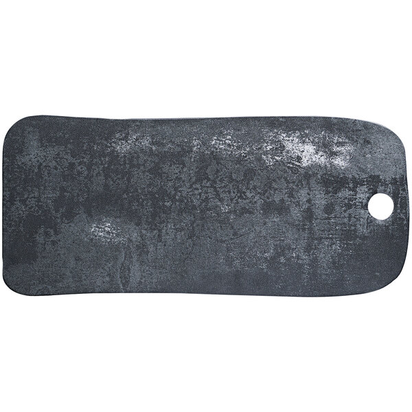 A cheforward grey granite melamine serving board with a rectangle shape and grey surface.