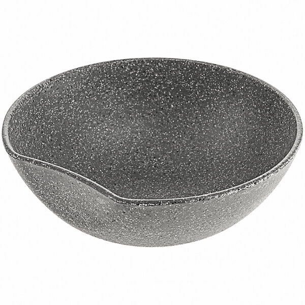 A grey speckled cheforward by GET melamine bowl.
