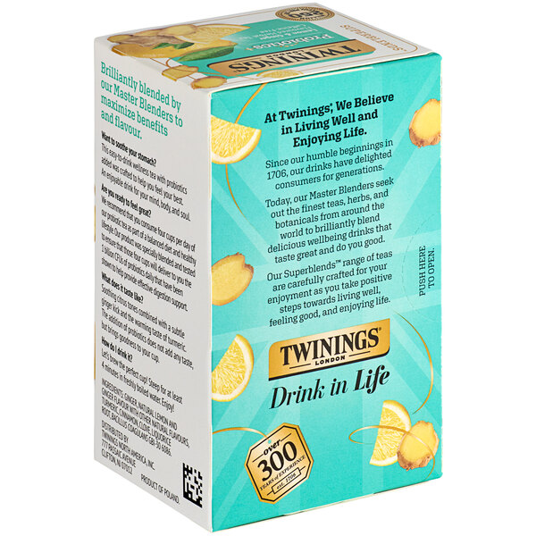 Twinings Probiotics Lemon & Ginger Herbal Tea Bags 18/Box