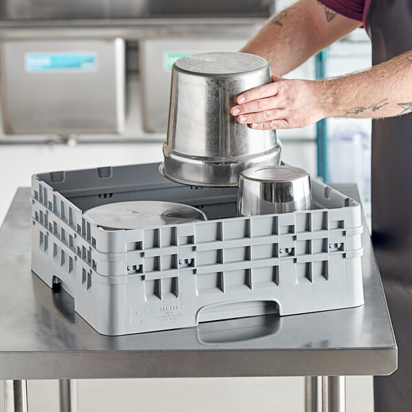 Cambro BR578151 Soft Gray Camrack Full Size Base Rack with Closed Sides ...