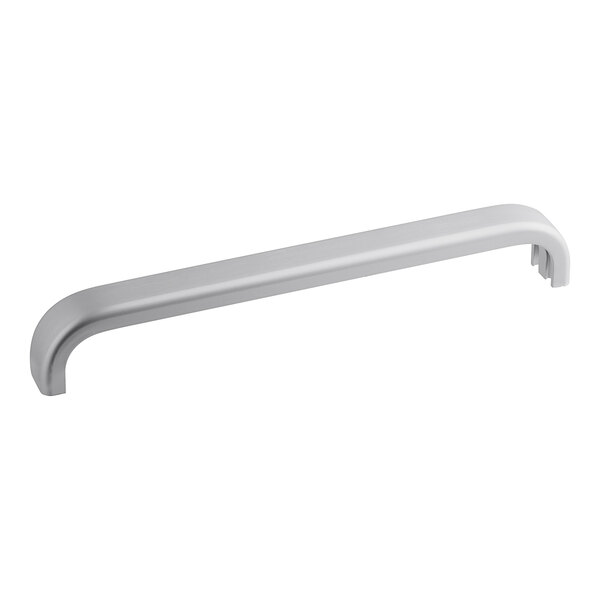 A stainless steel rectangular door handle with silver accents.