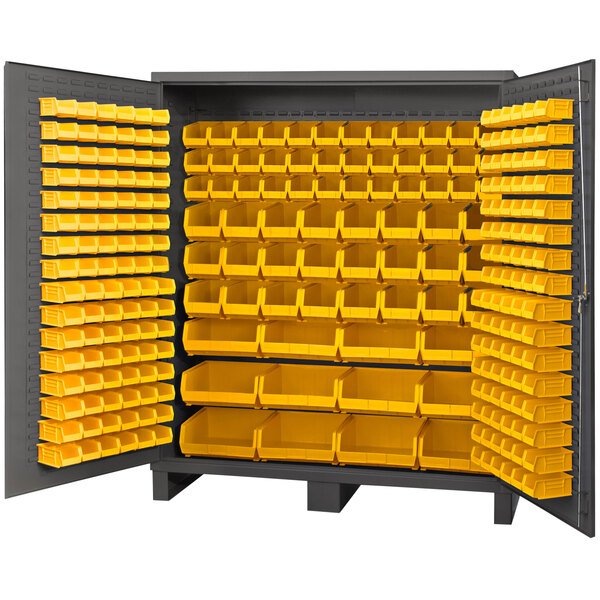 Durham Mfg 48 x 24 x 72 Storage Cabinet with 186 Yellow Bins 2502-186-95