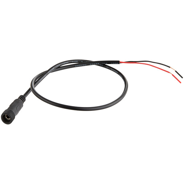An Avantco LED plug cord with a black cable, red and black wires, and a white connector.