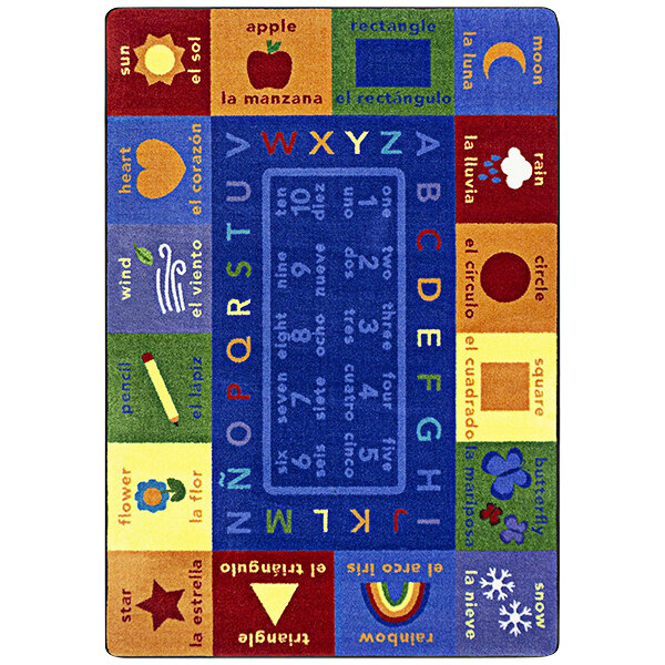 Joy Carpets Kid Essentials First Words MultiColored Rectangle Area Rug