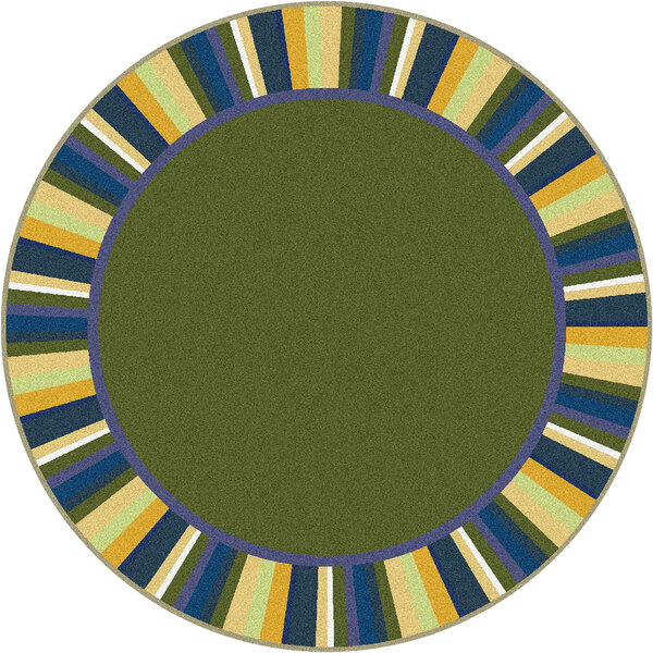 Joy Carpets Kid Essentials Clean Green Bold Round Area Rug