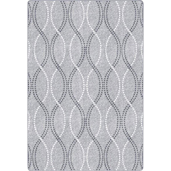 A close up of a Joy Carpets Seventh Heaven Mist area rug with a grey and white pattern.
