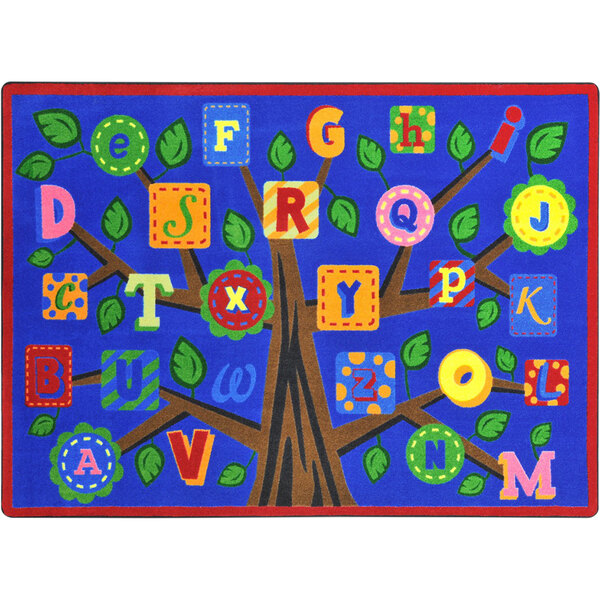 Joy Carpets Kid Essentials Alphabet Leaves Bold Rectangle Area Rug