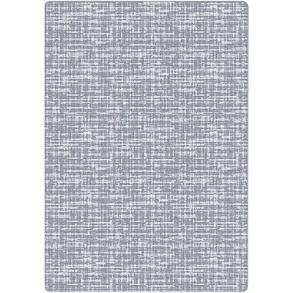 A white rectangular area rug with a gray square pattern.