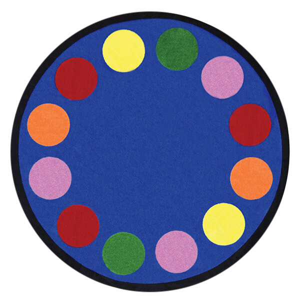 Earthtone Joy Carpets Kid Essentials Early Childhood Round Lots of Dots Rug 13'2
