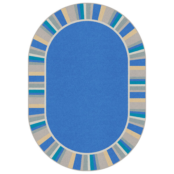 Joy Carpets Kid Essentials Off The Cuff Light Blue Oval Area Rug