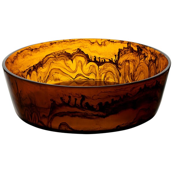 A Bon Chef Umber Resin Bowl with a swirl design in it.