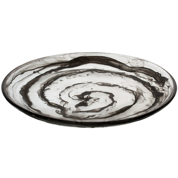 A black and white swirly Bon Chef resin platter.