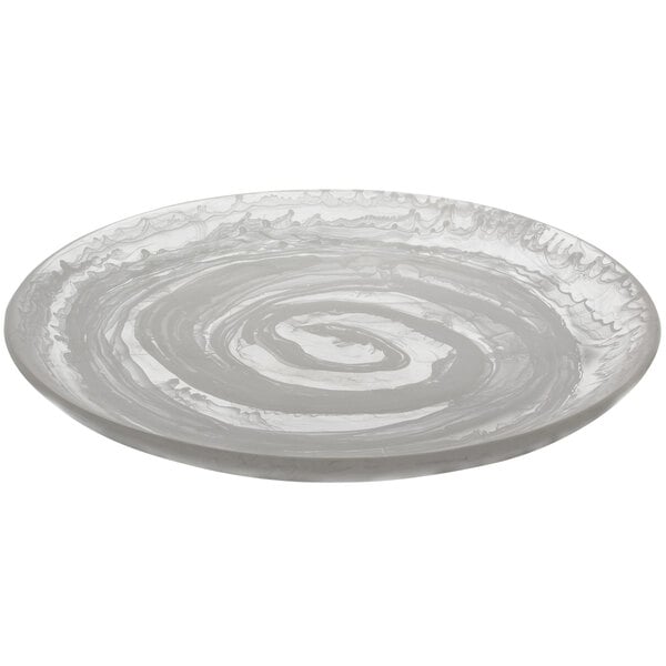 A white Bon Chef round platter with swirls.
