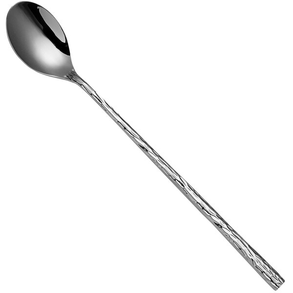 A Sola stainless steel iced tea spoon with a curved handle.