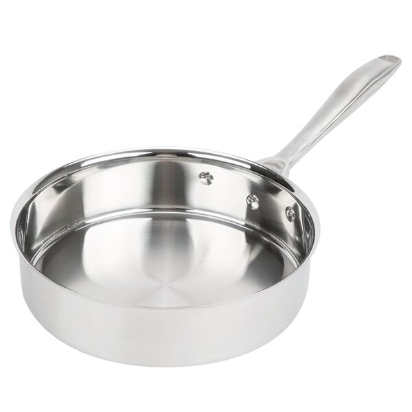 Vollrath 47791 Intrigue 2 Qt. Stainless Steel Saucier Pan with  Aluminum-Clad Bottom