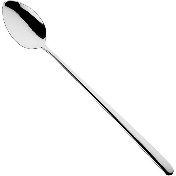 A Sola stainless steel iced tea spoon with a long silver handle.