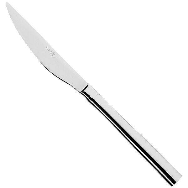 A Sola Palermo stainless steel steak knife with a silver handle.