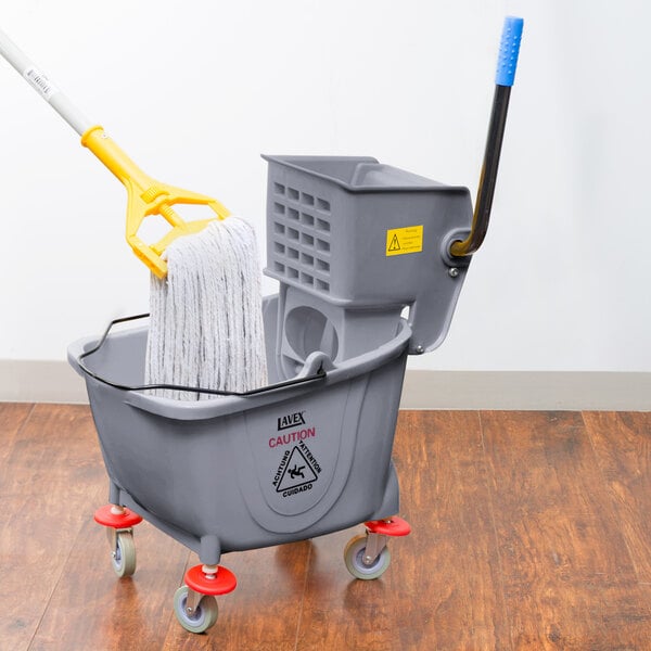 HOMCOM 9.5 Gal. Grey Mop Bucket with Wringer Cleaning Cart 4