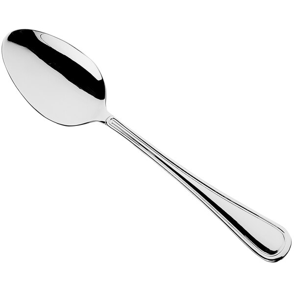 A Sola the Netherlands Windsor stainless steel serving spoon with a silver handle.
