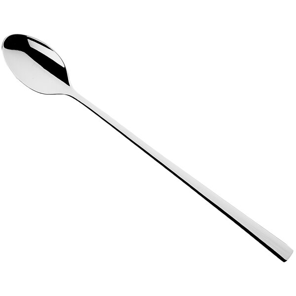 A Sola stainless steel iced tea spoon with a long silver handle.