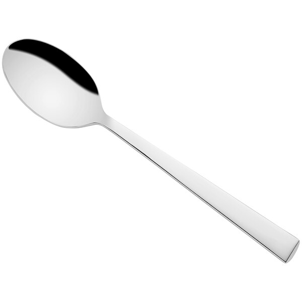 A Sola stainless steel tablespoon with a black handle and a silver stripe.