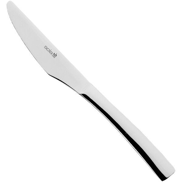 A Sola stainless steel butter knife with a silver handle.