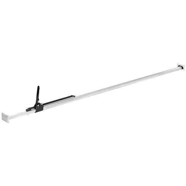 A white and black Vestil aluminum round cargo bar with a black handle.