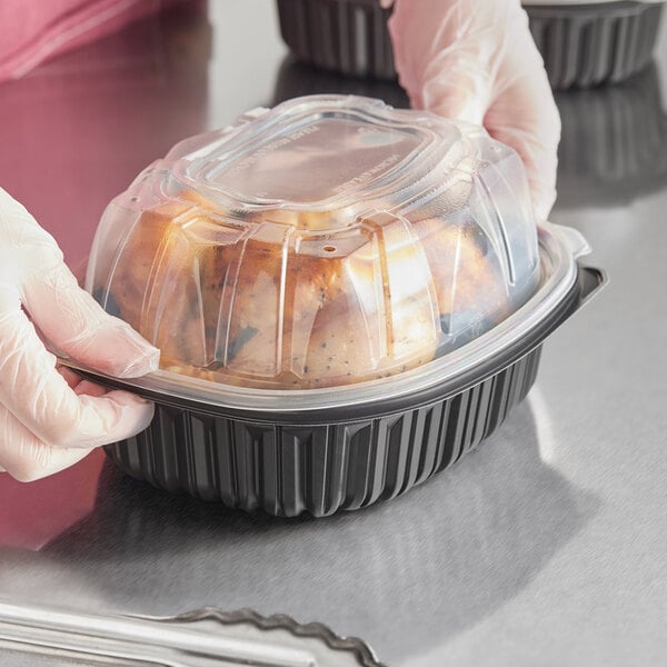 Take Away Microwavable Food Containers , Roasted Chicken Disposable Plastic  Box With Handle