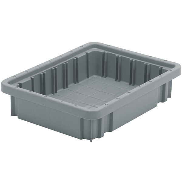 A gray heavy-duty Quantum dividable container with a lid.
